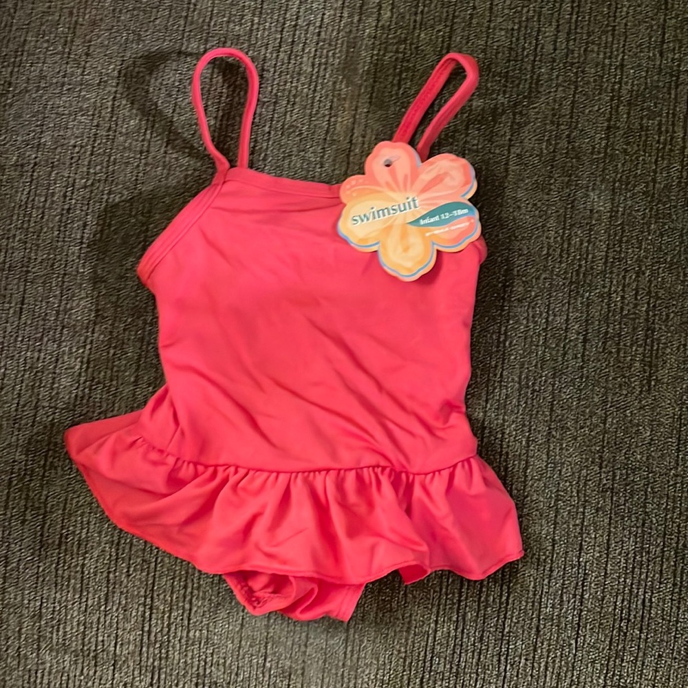 Girls max grey 12-18months pink swimsuit brand new tags on it so cute!